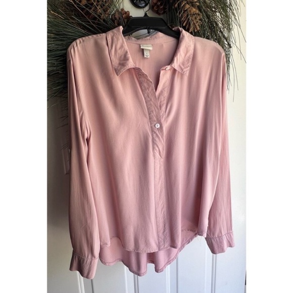 A New Day Hi-low Pink/Blush/Mauve Long Sleeve Button Up Blouse/Top/Shirt Size L - Picture 11 of 16